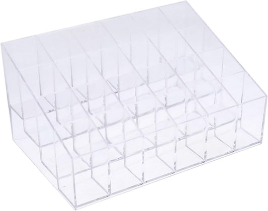 Acrylic Makeup Organizer 4 Tier Storage Rack Clear Cosmetic Shelf for Nail Polish, Lipstick, Essential Oil Bottle Holder Desktop Beauty Organizer with Railing to Tipping