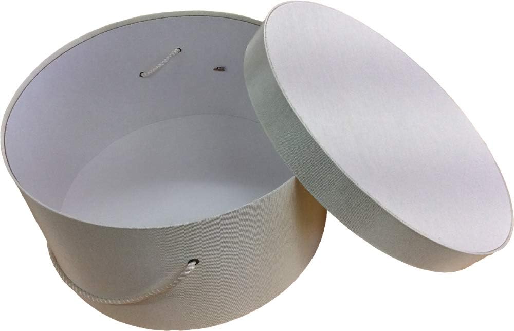 Sarah's Hat Boxes Classic Ivory Hat Box – 18.5" x 9.5" (Dia. x Ht.) Handmade in USA – Odorless Non-Toxic Adhesive, Cording Handle – Premium Storage for Hats & Accessories