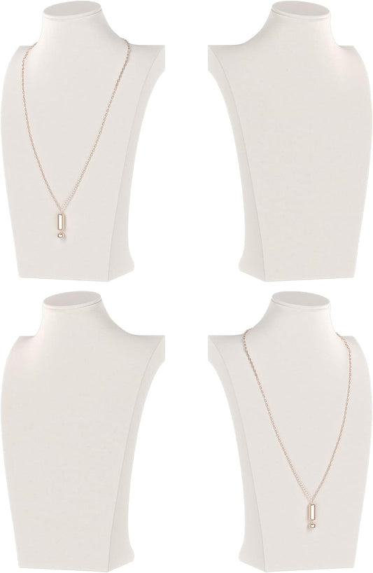 Necklace Bust Display Stand, Necklace Holder, Pendant Chain Necklace Organizer for Women (Beige Velvet, S 4PCS)