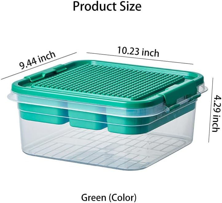 Toys Storage Organizer Bins for Lego, Building Blocks Storage with Building Baseplate Lid, Storage Containers for Building Brick Storage Plastic Stackable Organizer Bin Toy Chest