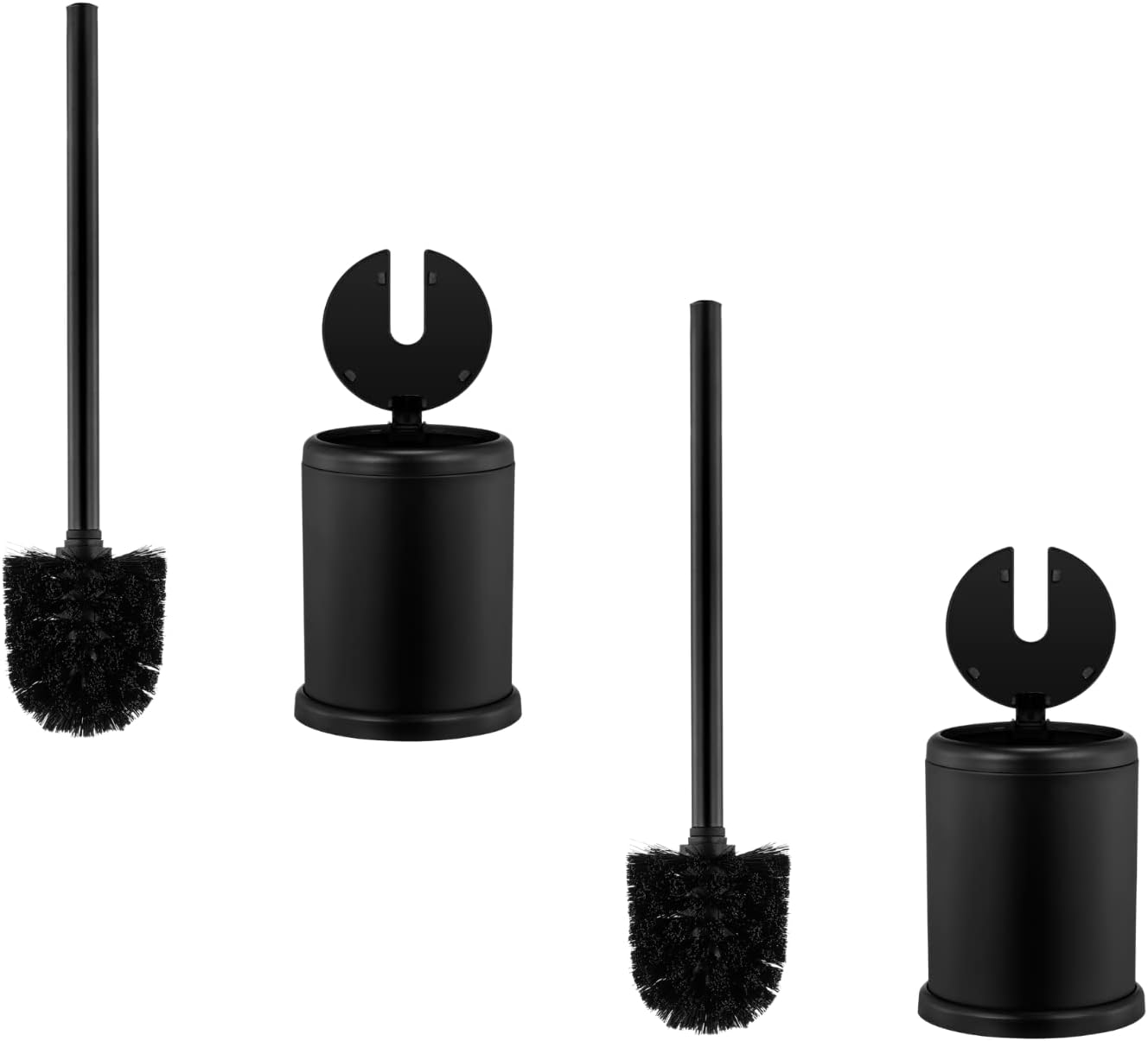 ToiletTree Products Deluxe Toilet Brush with Lid - Black 2 Pack