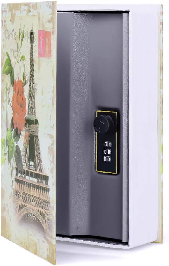 Diversion Book Safe Storage Box (9.5"×6"×2.2"), Dictionary Secret Safe Can with Security Combination Lock, Diversion Book Hidden Safe (Paris-Code)