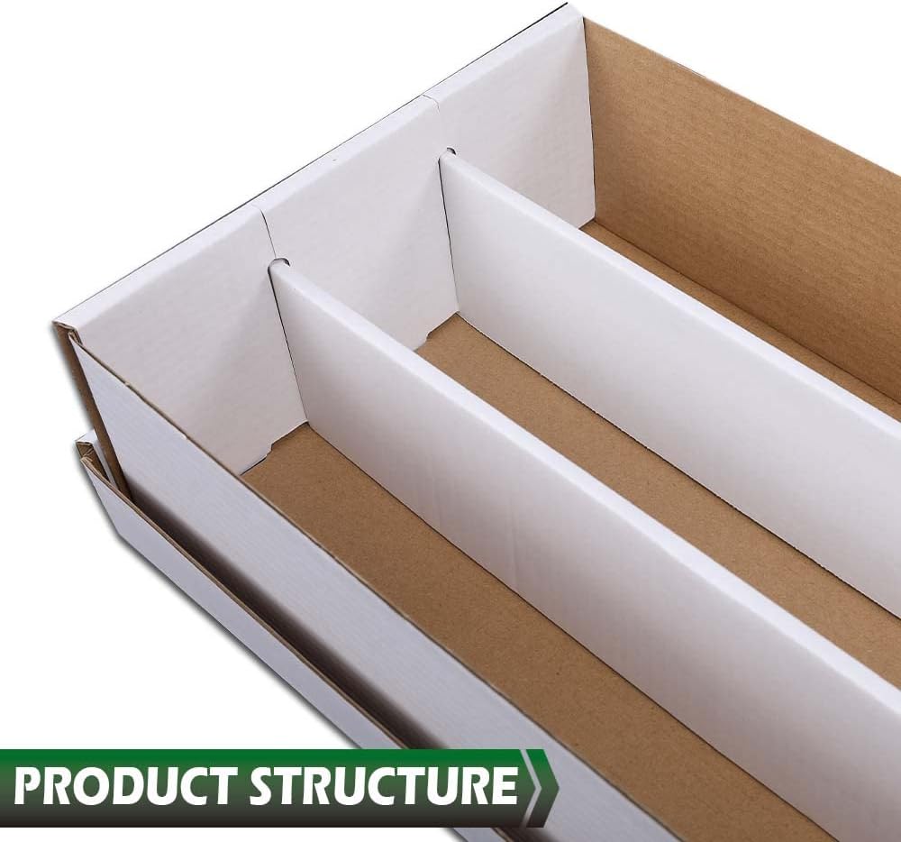 GRAND ORANGE 3Row 3000 Count Trading Card Storage Box Corrugated Cardboard Trading Card Coin Slabs Storage Box White Divider
