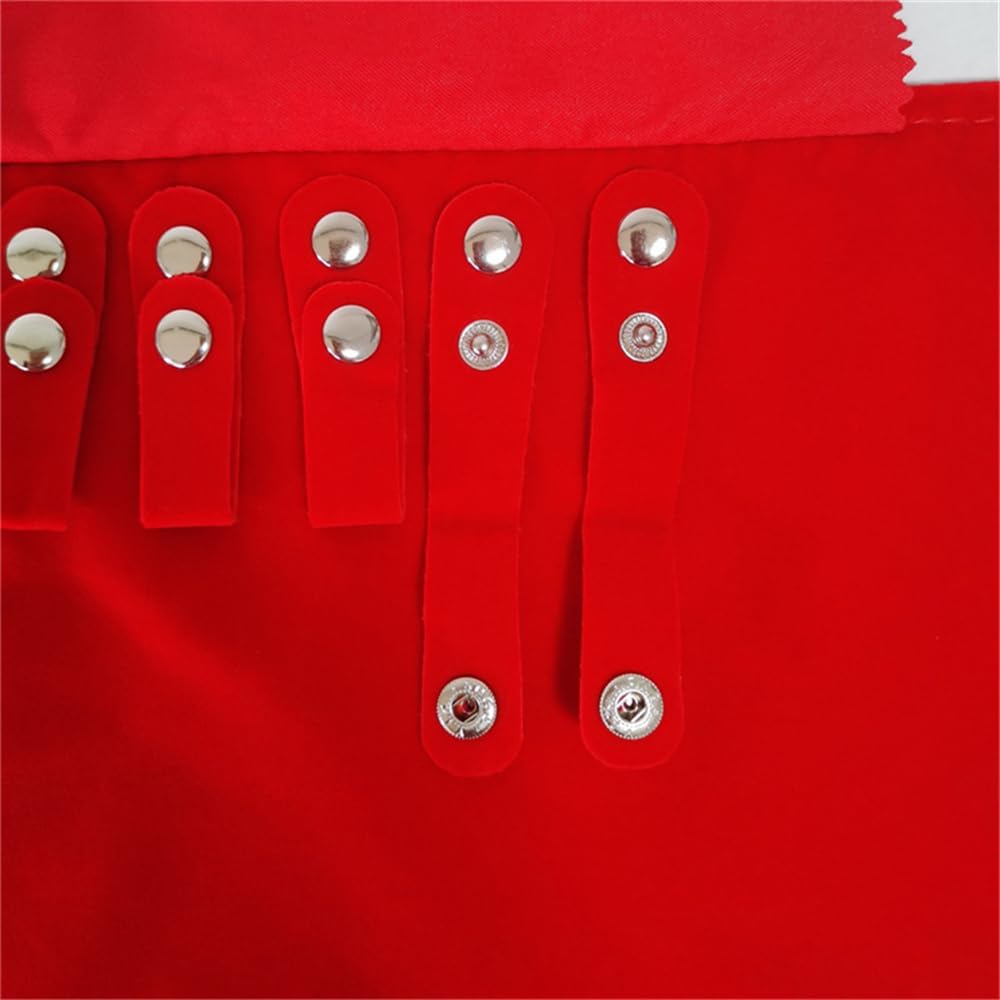 Premium Jewelry Roll Organizer for 16 Necklaces 55cm x 29cm Metal Snap & Velcro Closure - Ideal for Travel and Storage (Red)