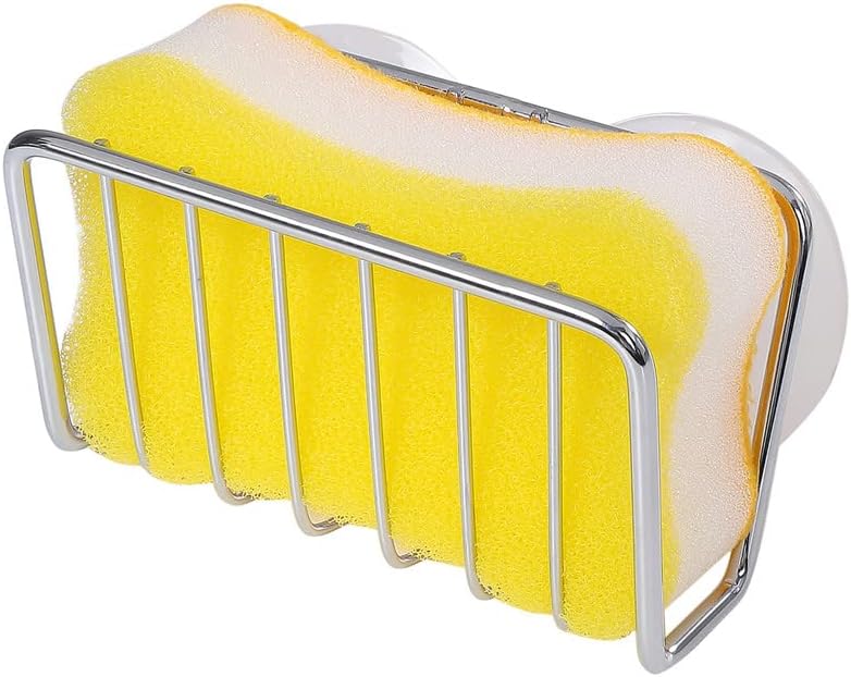 Toplife Sponge Holder for Kitchen Sink, Stainless Steel Suction Cup Sponge Caddy - Silver - 2 Pack