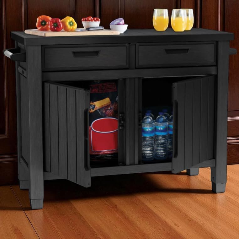 Outdoor Storage Cabinet with Drawers, Entertainment Buffet Table, Graphite Gray, 49.4" W x 35.4" H x 25.3" D