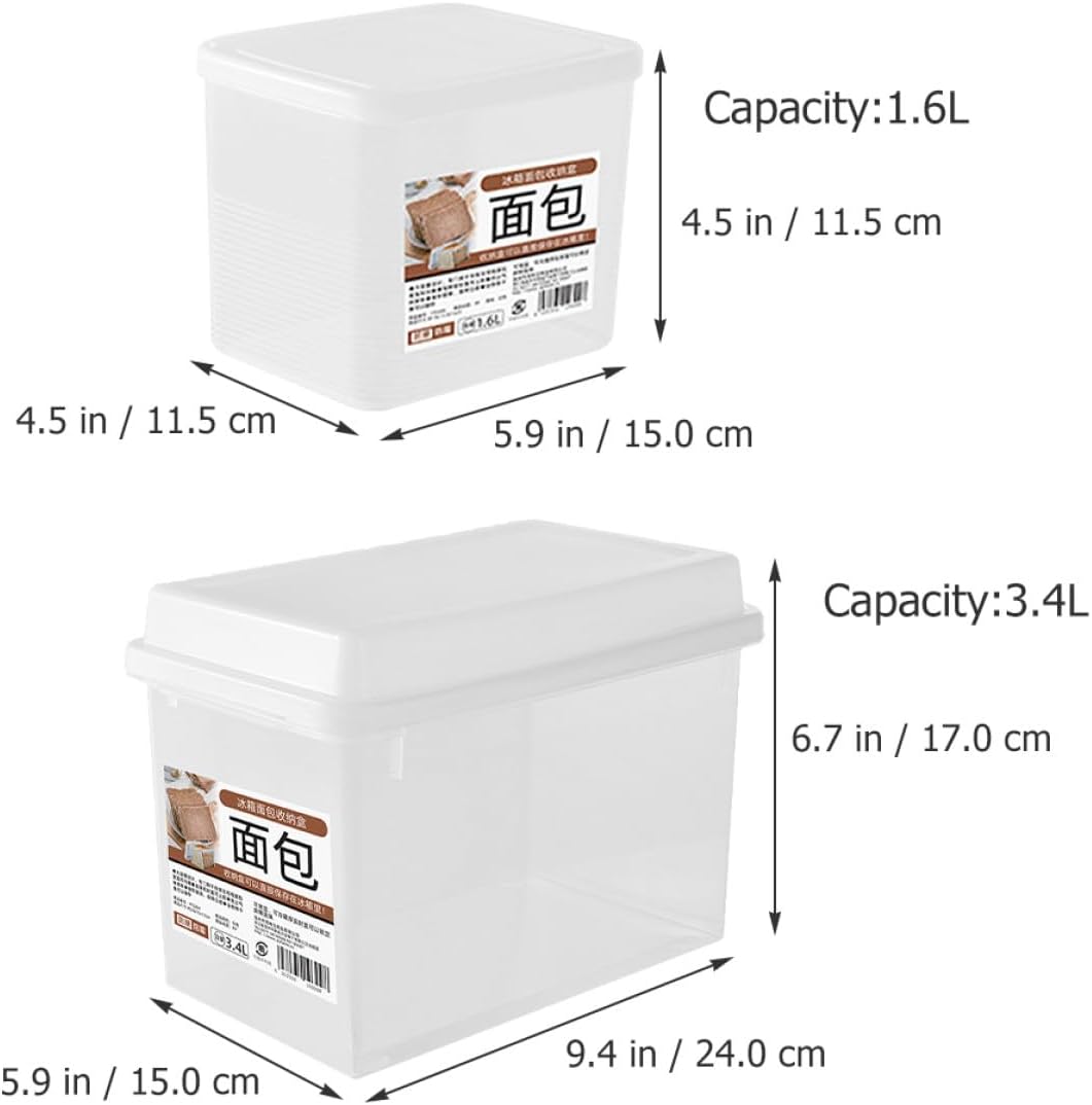 BESPORTBLE 2pcs Transparent Bread Storage Box with Lid for Kitchen Countertop Household Bread Bin Organizer Cheese Snacks Pantry and Bakery Use