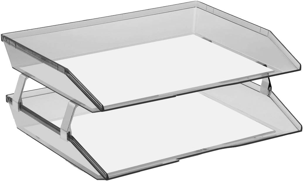 Acrimet Facility 2 Tier Letter Tray, Side Load, Letter Size/A4, Desktop File Organizer, Plastic (Clear Smoke Color)