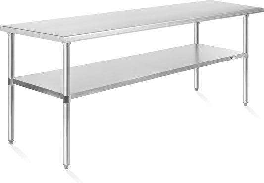 KUTLER Stainless Steel Table 30 x 72 Inches, NSF Heavy Duty Commercial Kitchen Prep and Work Table with Undershelf for Restaurant, Hotel, Home