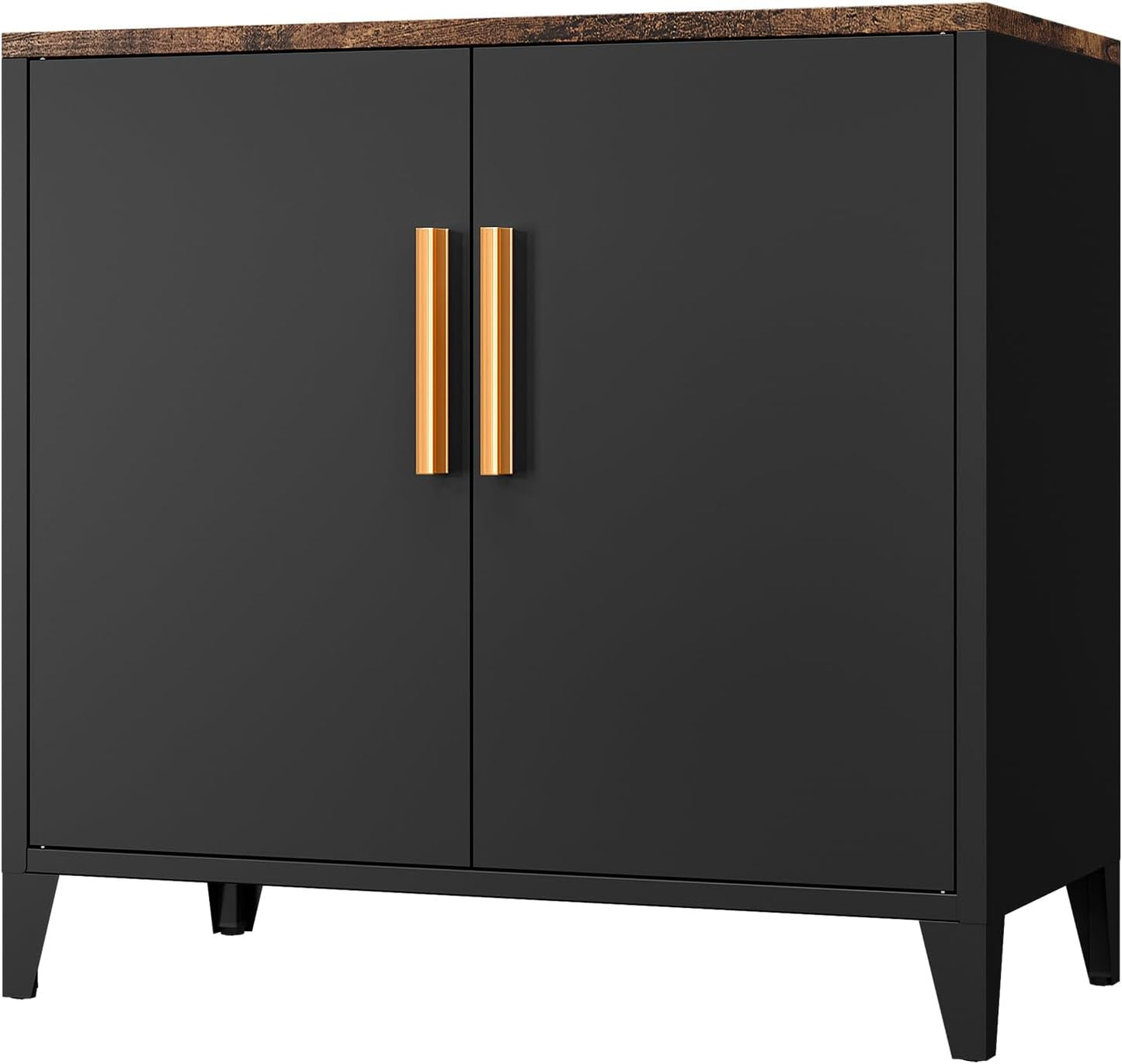 STANI Coffee Bar Cabinet with Storage,Small Kitchen Storage Cabinet,Pantry Cabinet,2 Doors, Metal, Adjustable Shelf, Kitchen,Coffee Bar, Garden, Entryway, Table Cupboard,16" Dx 32" Wx30 H Black