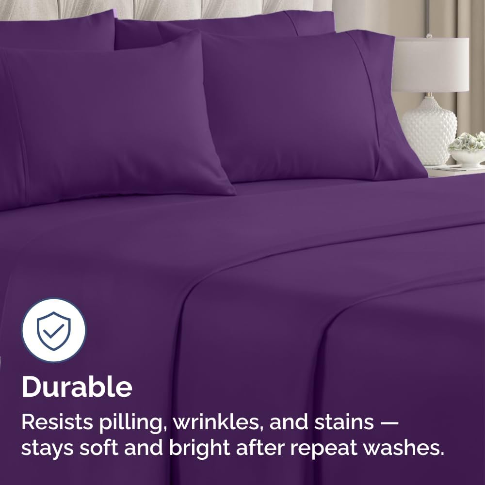 Standard Pillow Cases - 4 Pack - Super Soft Pillowcase Covers - Envelope Enclosure - Hotel Quality Pillow Protectors - Wrinkle Free, Shrink & Stain Resistant - Machine Washable - 20" x 26" (Purple)
