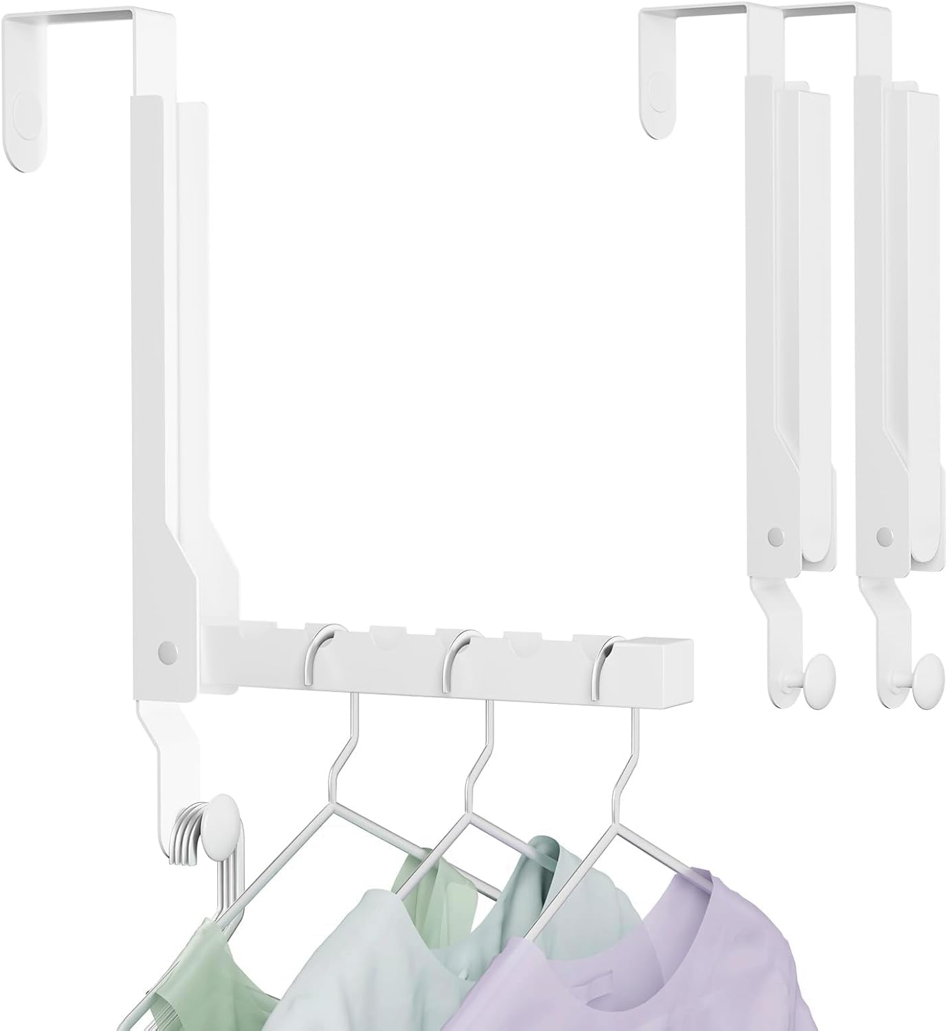 BAKON Over The Door Hanger Folding Clothes Drying Rack, Folding Hanging Coat Rack for Indoor Laundry Room Compact Small Space Foldable Portable Clothing Hanger Hook Collapsible (Wihte-2(Upgraded))
