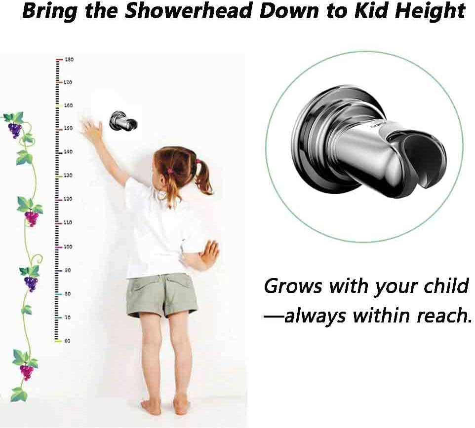 BOPai Suction Cup Shower Head Holder for Handheld Shower – No Drill, for Smooth Surfaces Only, Adjustable 20°, Chrome