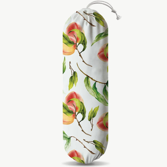 Peach Plastic Bag Holder, Canvas Grocery Bags Organizer for Home Kitchen Pantry, Plastic Bags Storage Container Dispensers, Home Kitchens Decor Gifts, Kitchen Pattern Garbage Bag 49
