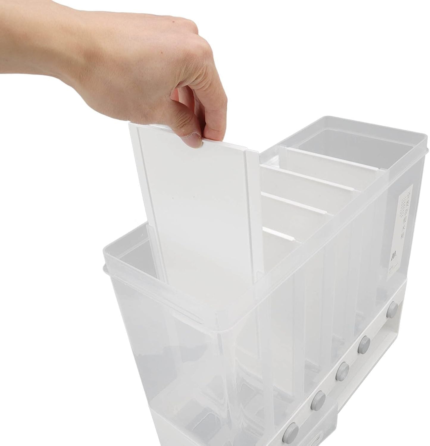 Acouto Wall Mounted Cereal Dispenser 10L Rice Dispenser Wall Mounted 6 Grid Cereal Pressed Sealed Dry Food Storage Container Home Kitchen Dry Food Storage