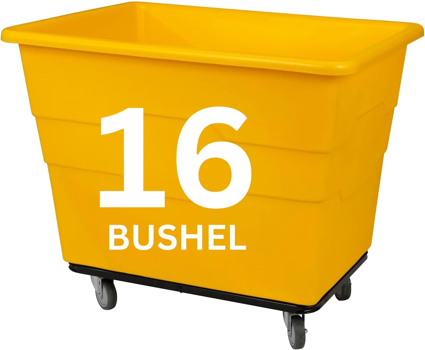 Commercial 16 Bushel Utility Cart with Steel Base, Poly Box Basket Truck, Laundry Cart, and Rolling Trash Bin, 47-Inch x 34.75-Inch x 35.5-Inch, 1000 Pound Weight Capacity, Yellow