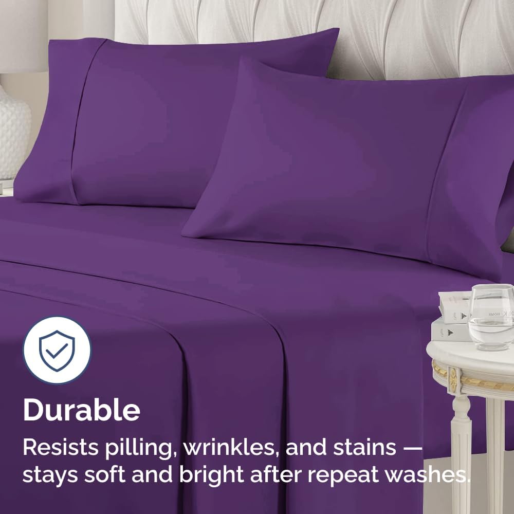 Queen Pillow Cases - 2 Pack - Super Soft Pillowcase Covers - Envelope Enclosure - Hotel Quality Pillow Protectors - Wrinkle Free, Fade, Shrink & Stain Resistant - Machine Washable - 20" x 30" (Purple)