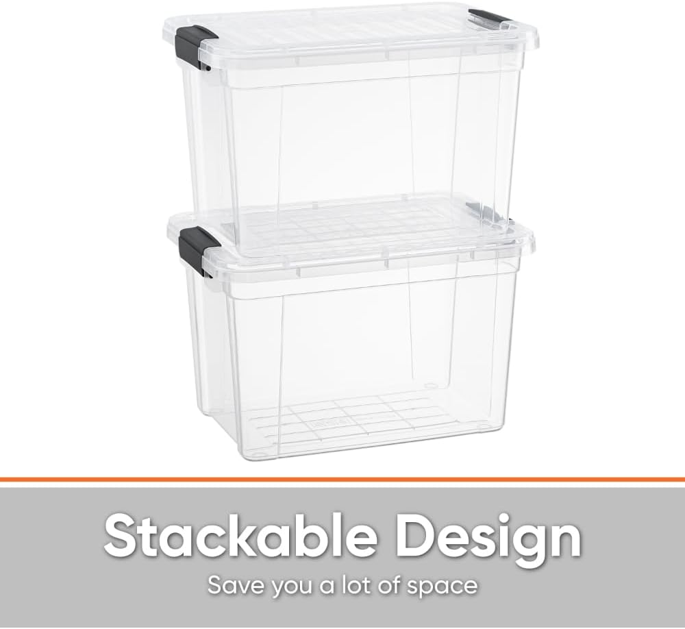 Superio Storage Bins with Lids- 8 Pack, 2.5 Qt Clear Boxes for Organizing, Stackable Plastic Containers- BPA Free, Non-Toxic, Odor Free, Organizer for Home, Office, Dorm