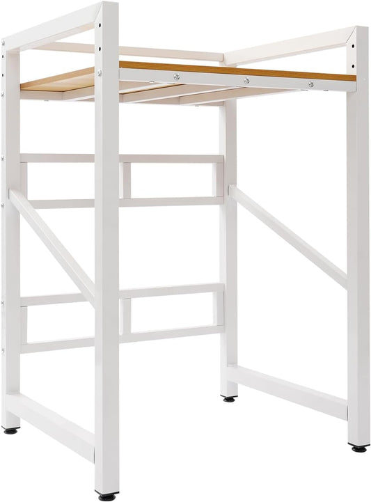 Washer Dryer Stacking Rack Stand, Heavy Duty Washing Machine Shelf with Adjustable Design, Load Capacity 660 lbs, Washer&Dryer Storage Shelf for Kitchens, Bathrooms, Laundry Rooms (White+Yellow)