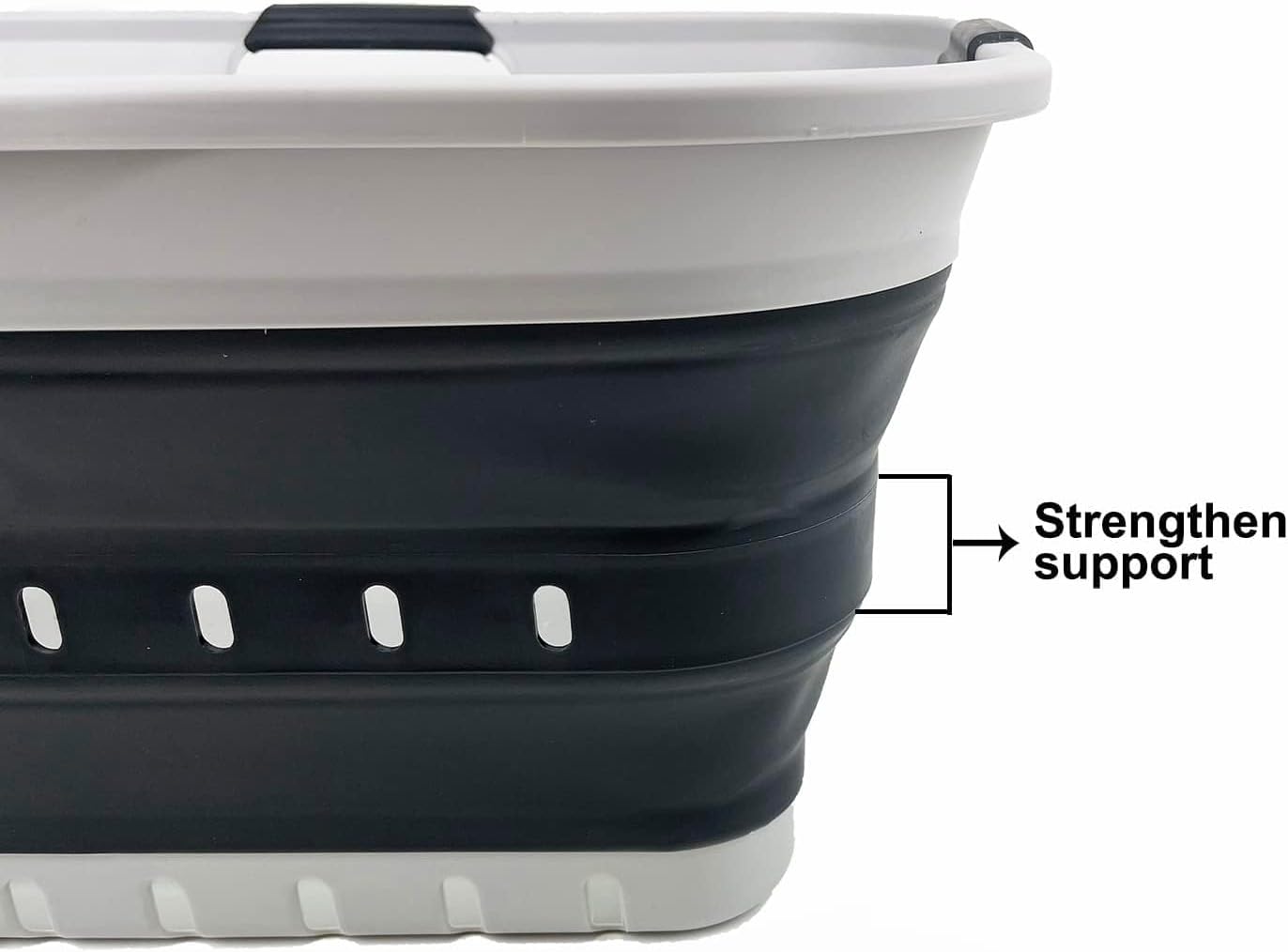 SAMMART 42L (11 gallon) Collapsible Plastic Laundry Basket - Foldable Pop Up Storage Container/Organizer - Portable Basket - Space Saving Hamper/Basket (Grey/Charcoal Black (Set of 2))