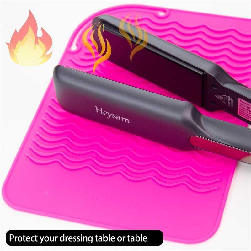 Heysam Professional Heat-Resistant Silicone Mat for Hair Styling Tools, Flat Iron Hair Straightener and Curling Iron in One, Easy to Use for Travel, 9.0 x 6.5 inches