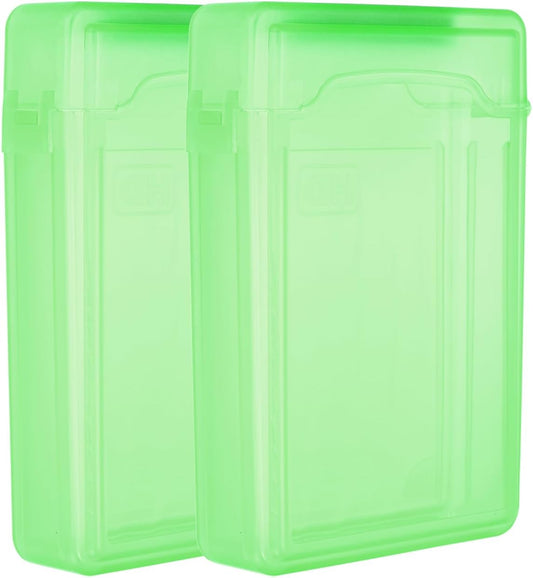 PATIKIL 6.5" x 4.5" Hard Drive Disk Case, 2Pcs Plastic Hard Disk Storage Box Portable Anti-Static Case for 3.5" External SSD HDD, Green