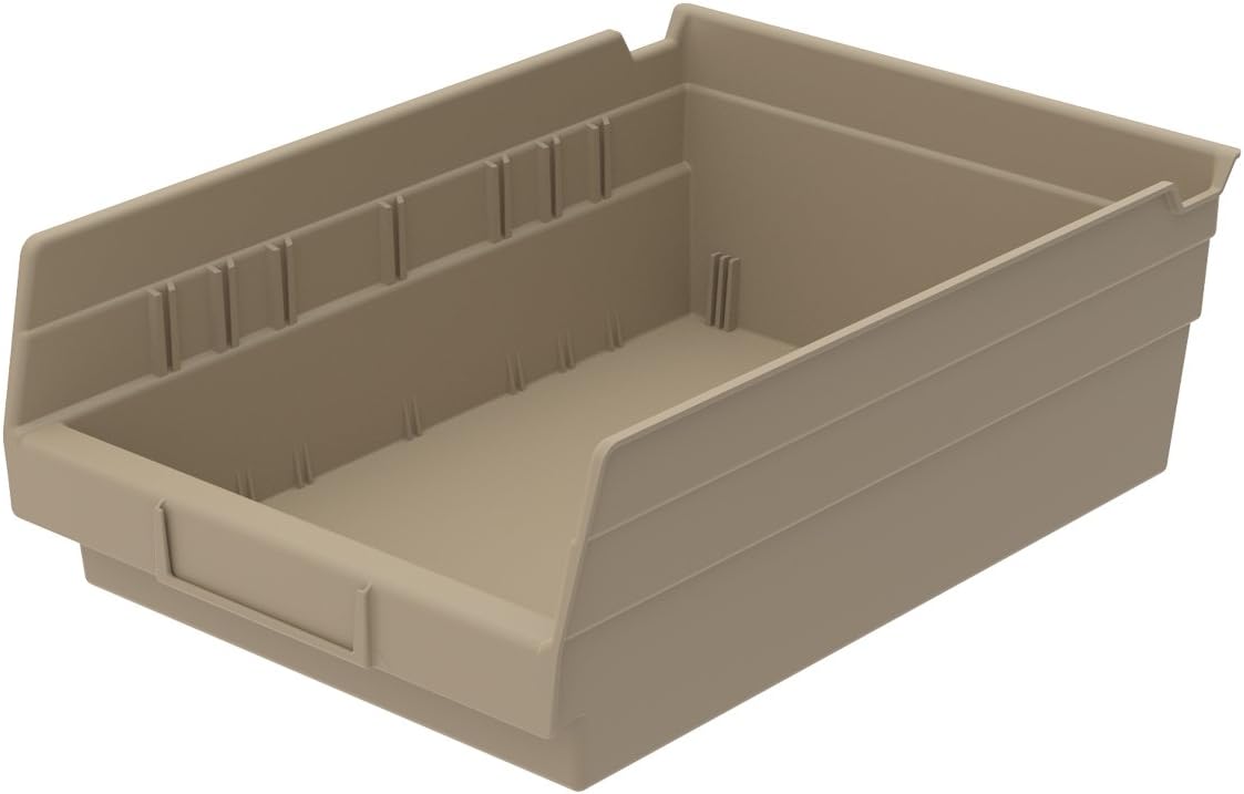 Akro-Mils 30150 12-Inch by 8-Inch by 4-Inch Plastic Nesting Shelf Bin Box, Sandstone, Case of 12