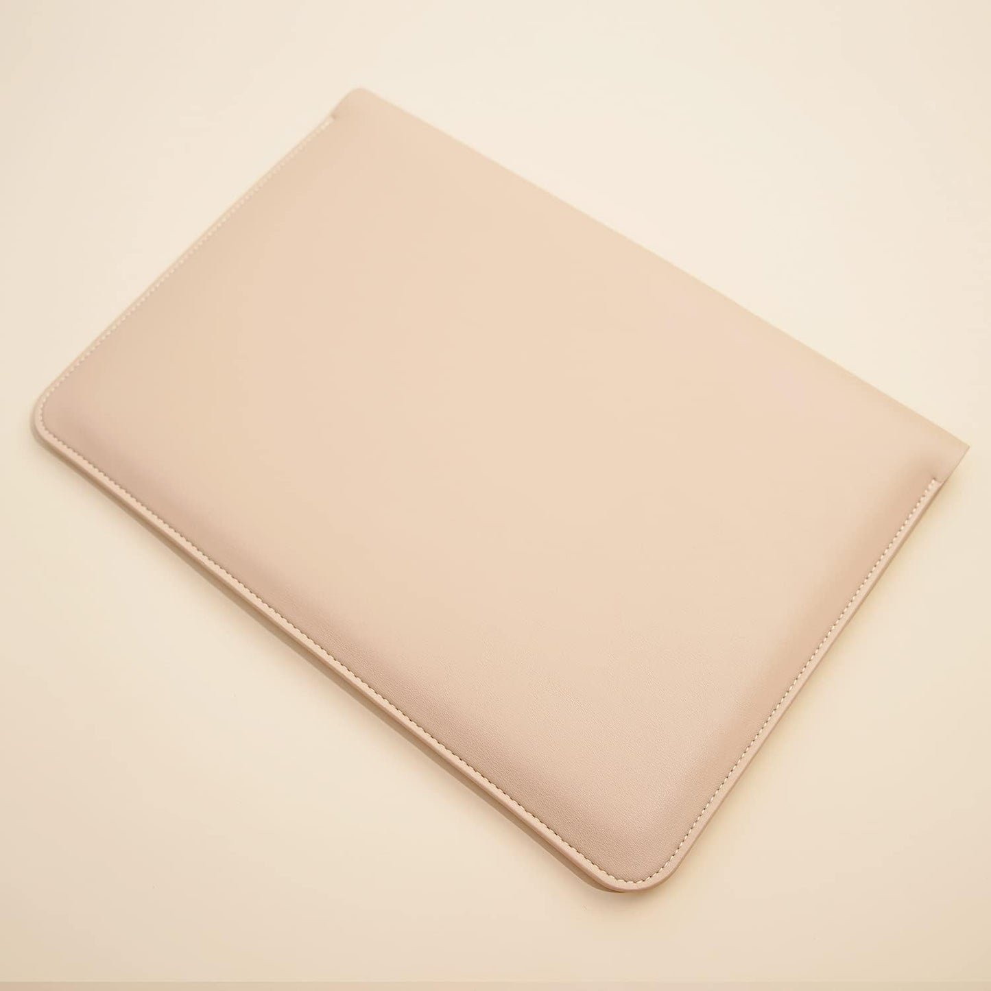 PU Leather Laptop Sleeve Compatible with 15.3 inch MacBook Air 2023 2024, Surface Book 13.5, Surface Laptop Studio - Beige