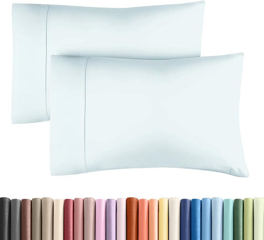 King Pillow Cases - 2 Pack - Super Soft Pillowcase Covers - Envelope Enclosure - Hotel Quality Pillow Protectors - Wrinkle Free, Shrink and Stain Resistant - Machine Washable - 20" x 40" (Ice Blue)