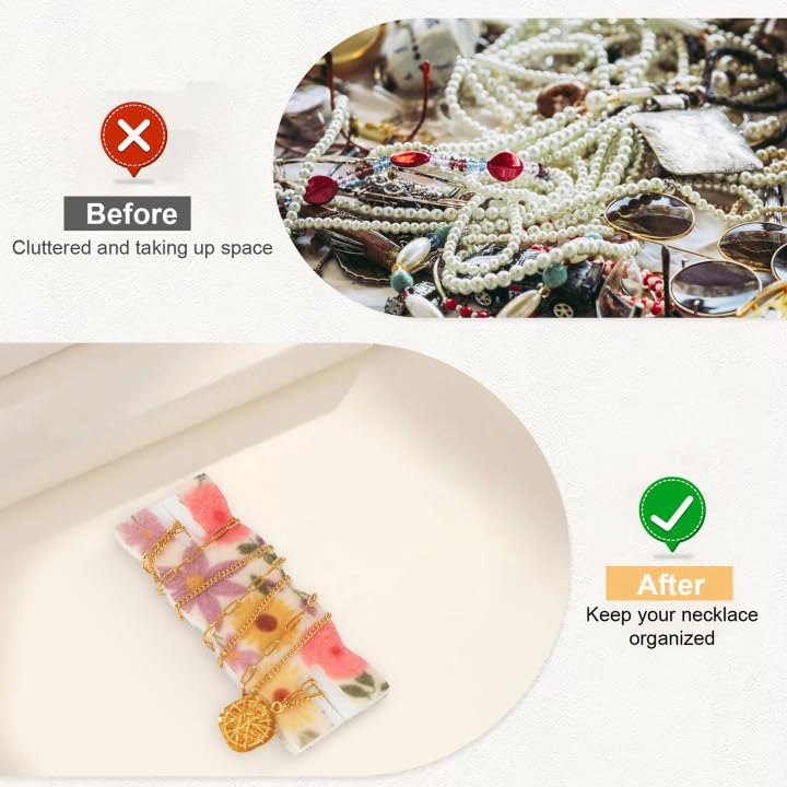 10pcs Tangle-Free Jewelry Organizer, Universal Necklace Display Card Holder, Portable Reusable Necklaces Containers Travel Organizer (Flower)