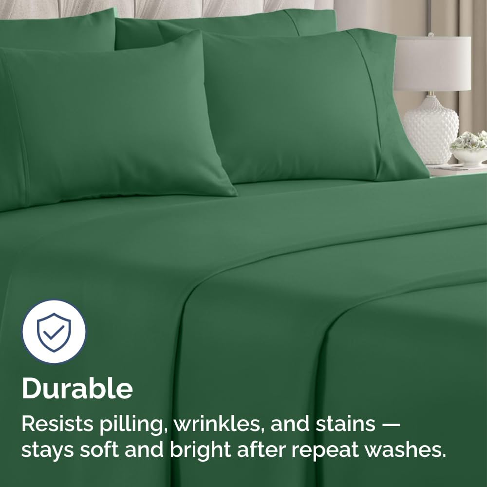 King Pillow Cases - 4 Pack - Super Soft Pillowcase Covers - Envelope Enclosure - Hotel Quality Pillow Protectors - Wrinkle Free, Shrink & Stain Resistant - Machine Washable - 20" x 40" (Emerald Green)