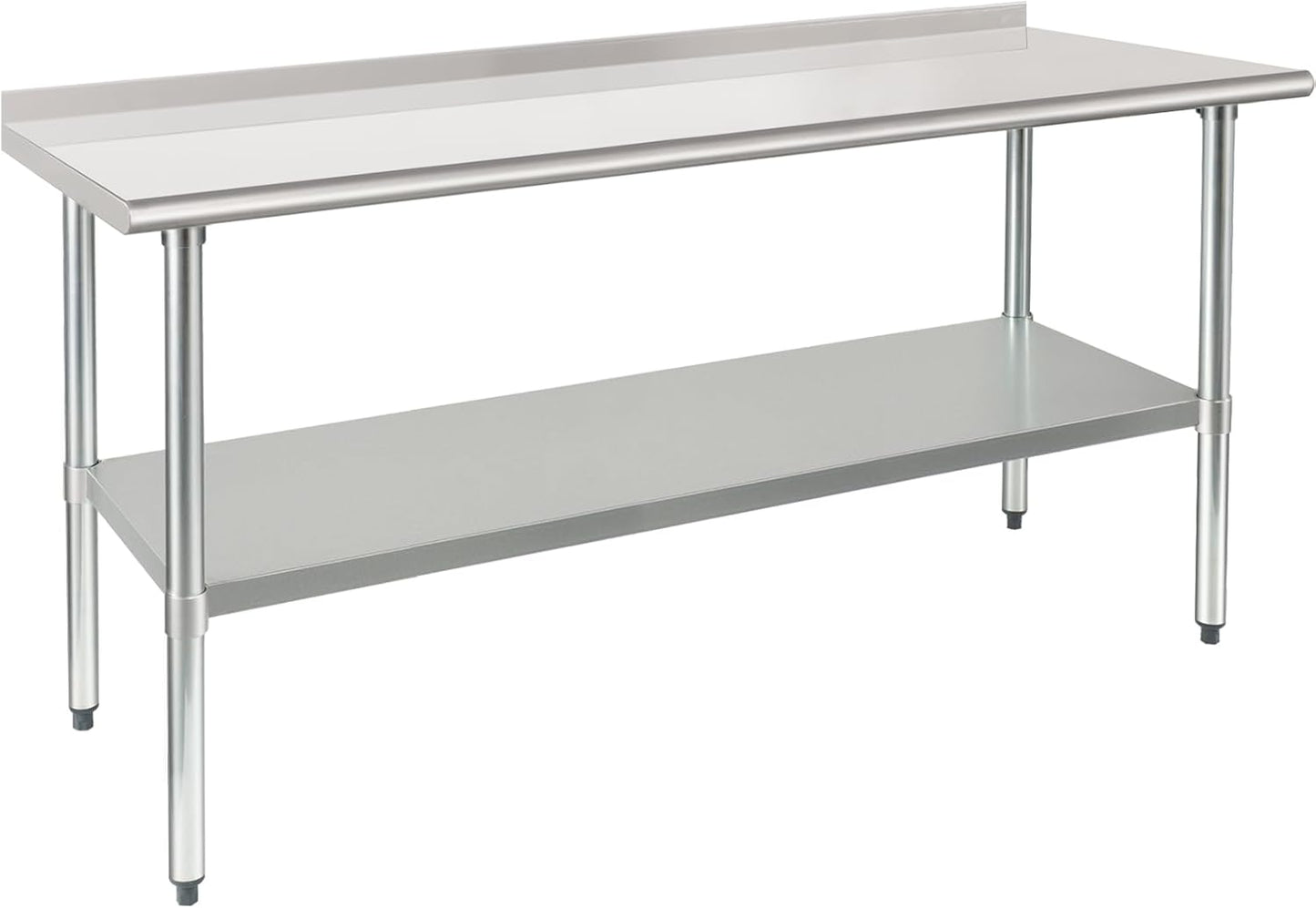 HARDURA Stainless Steel Table Prep & Work Table 24 x 72 Inches NSF Heavy Duty Commercial with Undershelf and Backsplash for Restaurant Kitchen Home and Hotel