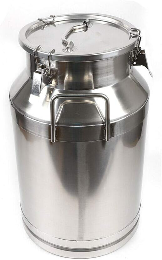 DONSU Stainless Steel Milk Transport Cans Stainless Steel Milk Can Vintage Silicone Bucket Wine Pail Liquid Storage (40L)