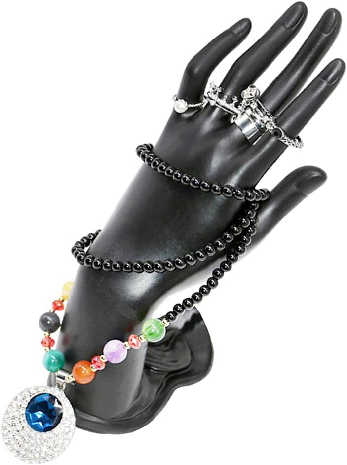 Resin Lotus Flower Ring and Bracelet Artcraft Hand Display Rack(Lotus Hand Model,Black)
