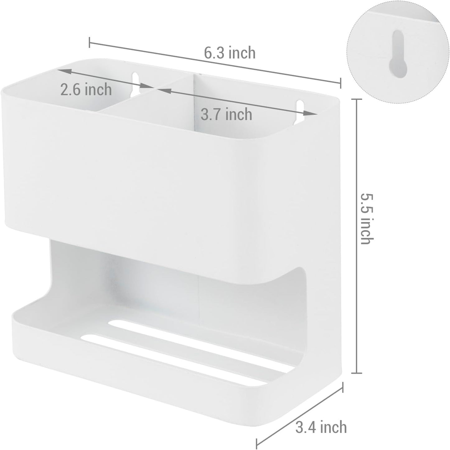 MyGift White Metal Wall Mount Hair Tools Holder with 2 Slots, Salon Hair Styling Accessories Organizer Rack, Blow Dryer, Straightener and Curling Iron Holder
