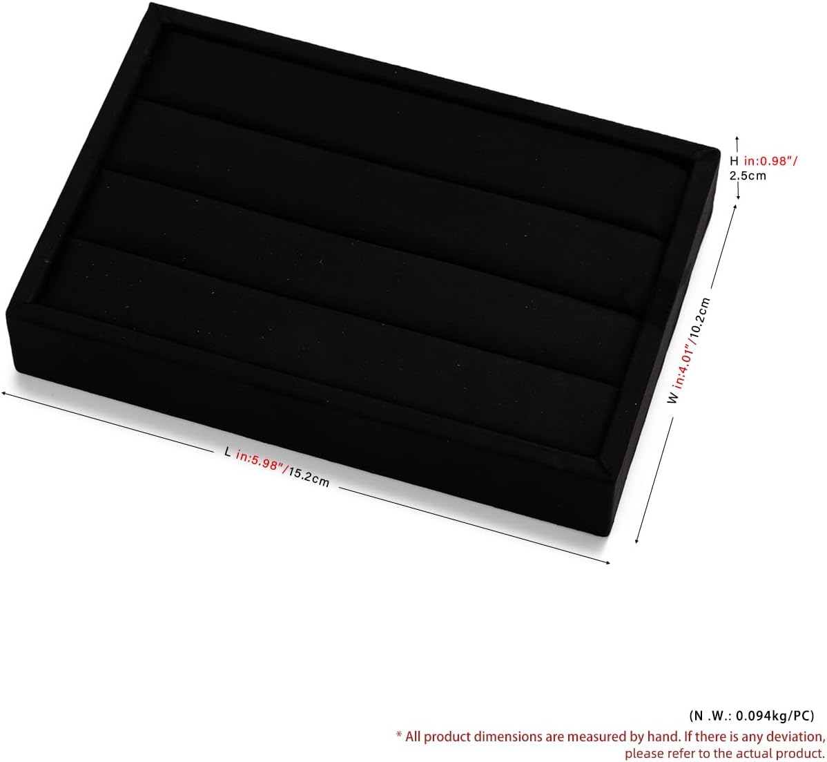 Black Velvet 3-Slots Jewelry Ring Display Tray Showcase Small Jewelry Display Organizer Tray for Rings(M)