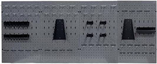 JZD 115 PCS Metal Pegboard Wall Organizer 4 Packs Metal Pegboard Kit 66x24 Inch Pegboard Panels Tool Organizer Kit with Accessories Hooks for Garage, Tool Storage,Craft Room