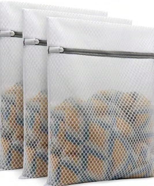 Honeycomb Mesh Laundry Bags for Delicates, 3 Pack 12 x 16 Inch Medium Wash Bags with Zipper for Lingerie, Socks, and Clothing Care