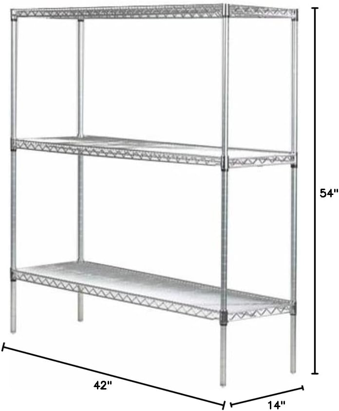 Omega 14" Deep x 42" Wide x 54" High 3 Tier Gray Starter Shelving Unit