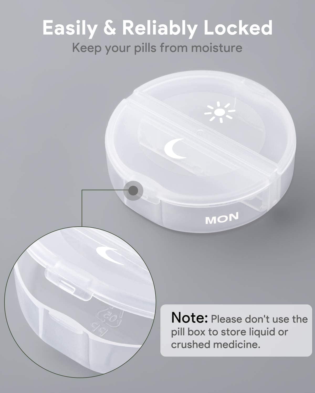 TookMag Pill Organizer 2 Times a Day, Travel Medicine Pill Organizer, Weekly AM PM Pill Box, Large Capacity 7 Day Pill Cases for Vitamin/Fish Oil/Supplements (White)