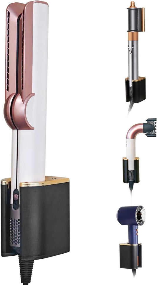 Curling Iron Holder Wall Mount, Premium Organizer for Dyson Airwrap Holder and Flat Iron Holder Wall Mount, Durable Aluminum & Plastic, Modern Space-Saving Storage for Bathroom Vanity, 3M Adhesive