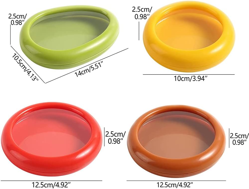 4PCS Fruit and Vegetable Storage Containers For Refrigerator Reusable Food Containers Airtight Veggie Crisper Sealed Box Saver Fresh Keeper for Cut Lemon, Sliced Onion, Half Avocado Tomato Garlic