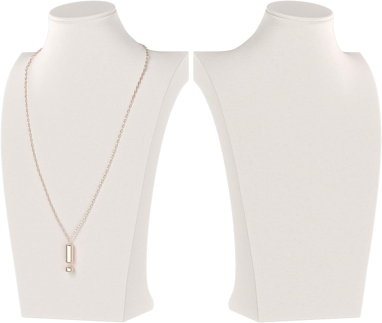 Necklace Bust Display Stand, Necklace Holder, Pendant Chain Necklace Organizer for Women (Beige Velvet, S 2PCS)