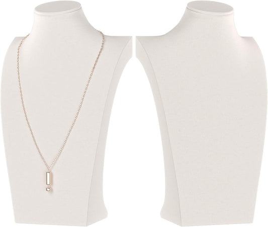 Necklace Bust Display Stand, Necklace Holder, Pendant Chain Necklace Organizer for Women (Beige Velvet, S 2PCS)