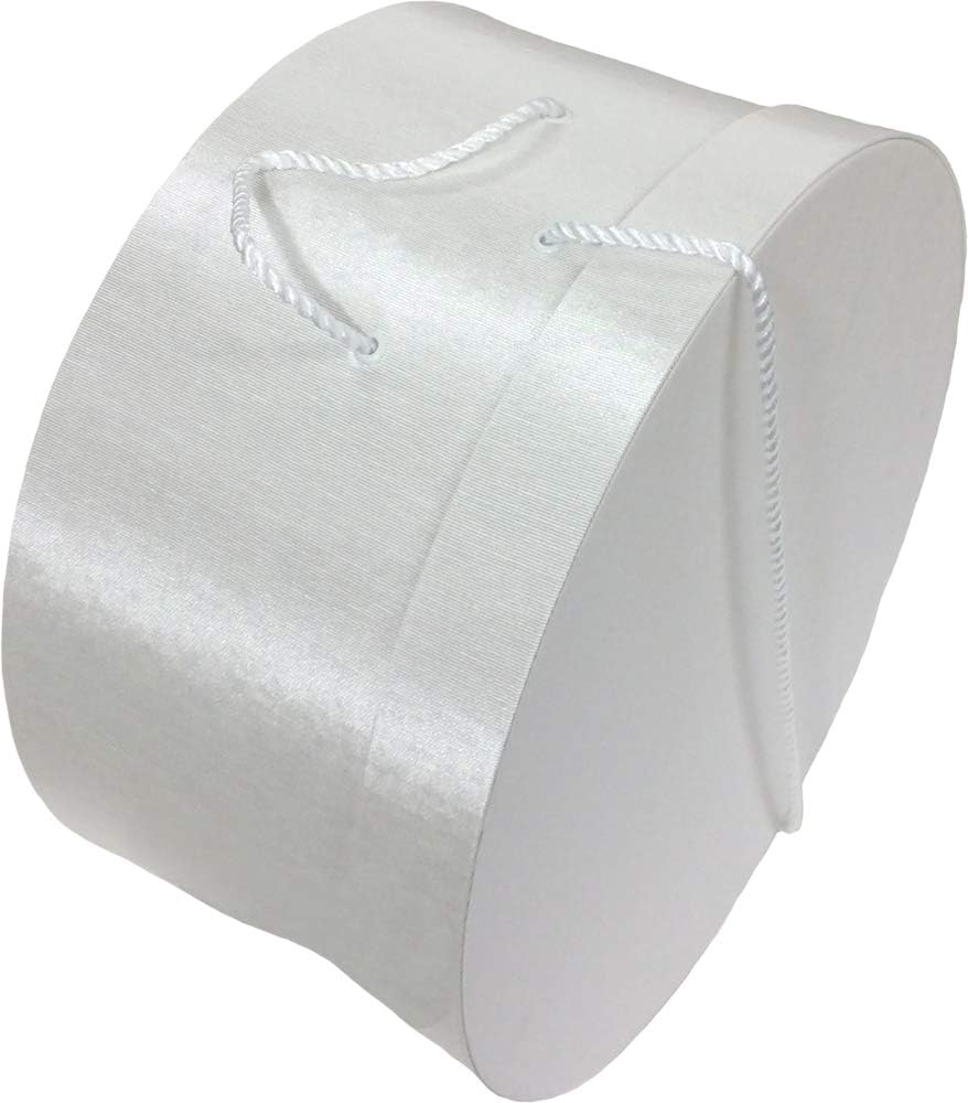 Sarah's Hat Boxes Classic White Hat Box – 18.5" x 9.5" (Dia. x Ht.) Handmade in USA – Odorless Non-Toxic Adhesive, Cording Handle – Premium Storage for Hats & Accessories