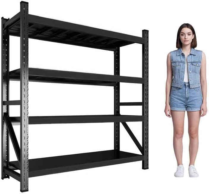 2000LBS Garage Shelving 59" W Heavy Duty Storage Shelves, 4 Tier Industrial Adjustable Metal Shelves, Shelving Units for Garages, Warehouses