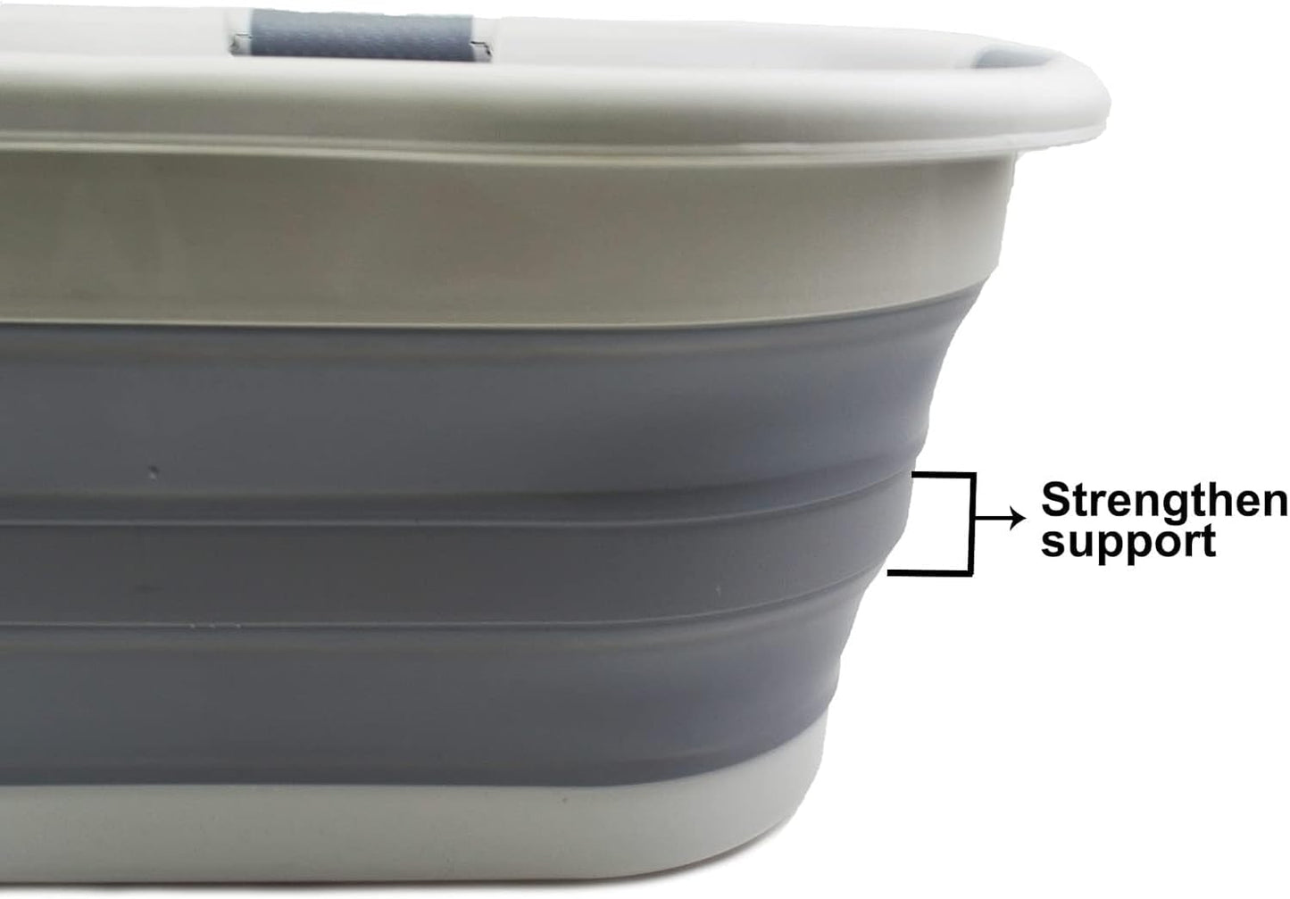 SAMMART 40L (10.5 gallons) Collapsible Plastic Laundry Washing Tub - Foldable Pop Up Laundry Basket/Hamper - Portable Washing Tub - Pop Up Saving (Grey/Dark Grey)