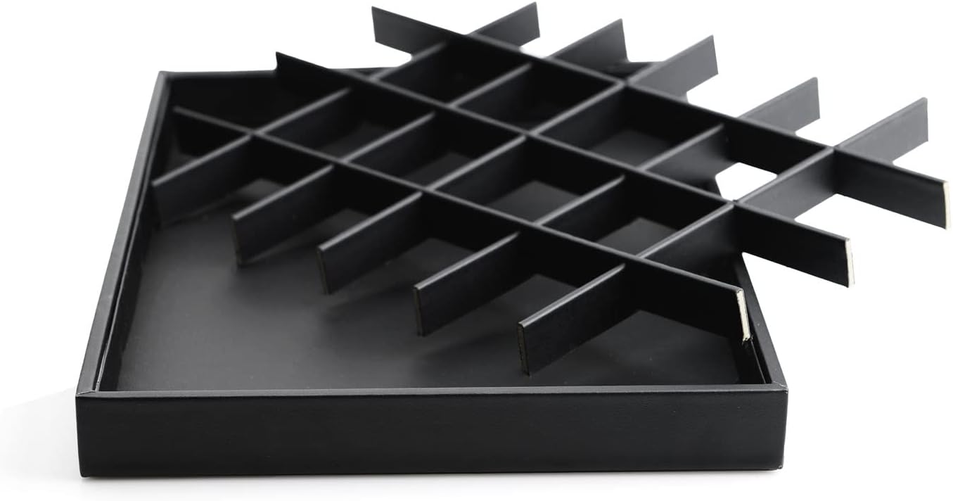 Stackable Jewelry Organizer Tray Premium PU Leather 24 Grid Jewelry Display Tray Trinket Earring Ring Organizer