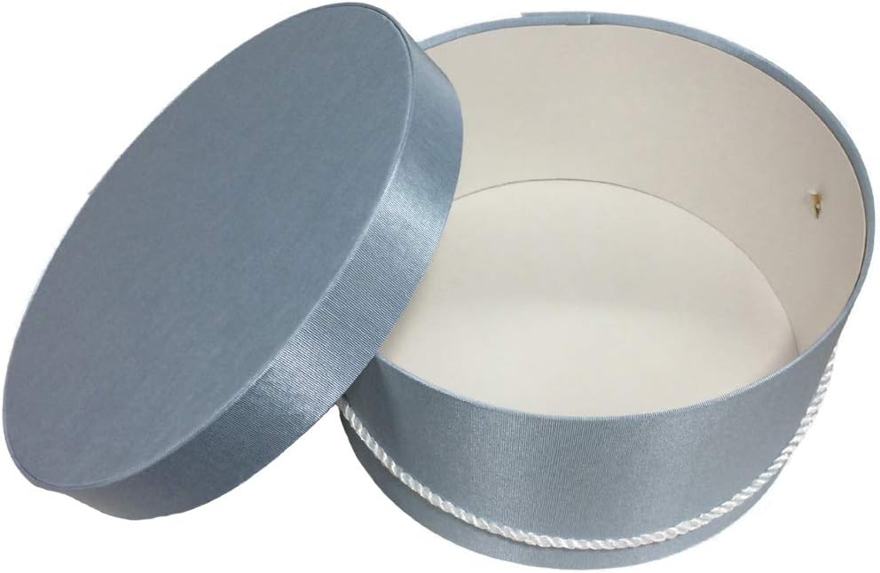 Sarah's Hat Boxes Classic Light Blue Hat Box – 8.75" x 4.5" (Dia. x Ht.) Handmade in USA – Odorless Non-Toxic Adhesive, Cording Handle – Premium Storage for Hats & Accessories