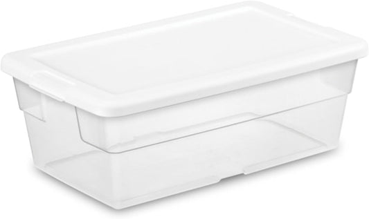 24-Pack 6-Quart Clear Plastic Storage Bins with Snap-On Lids, Stackable Heavy-Duty Containers for Closet, Bathroom, and Office Organization – Over 31 lbs 16428012x24